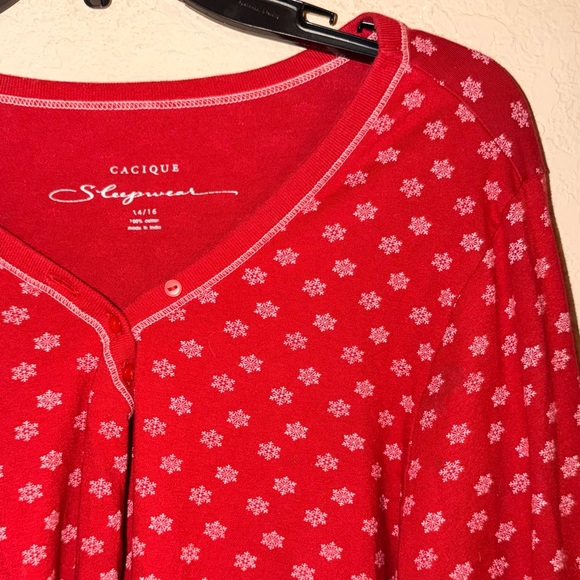 Cacique Lane Bryant Christmas Red & White Snowflake Pajama Set- Size 14/16 - Picture 6 of 14